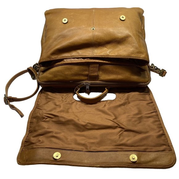 Handmade Light Brown Leather Messenger Bag - Picture 13 of 15